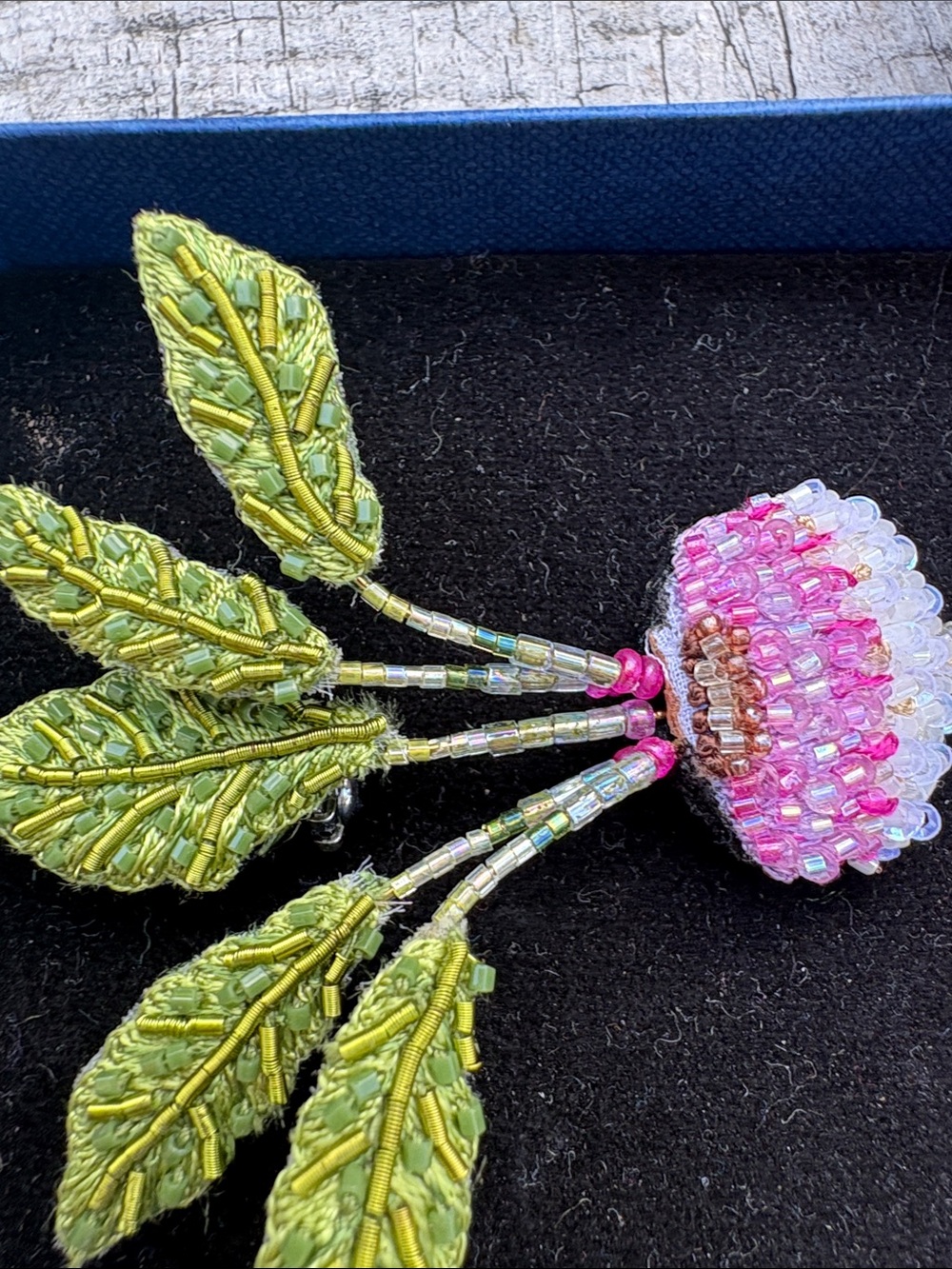 Pink & Green Turnip Embellished Brooch - Picture 4 of 5